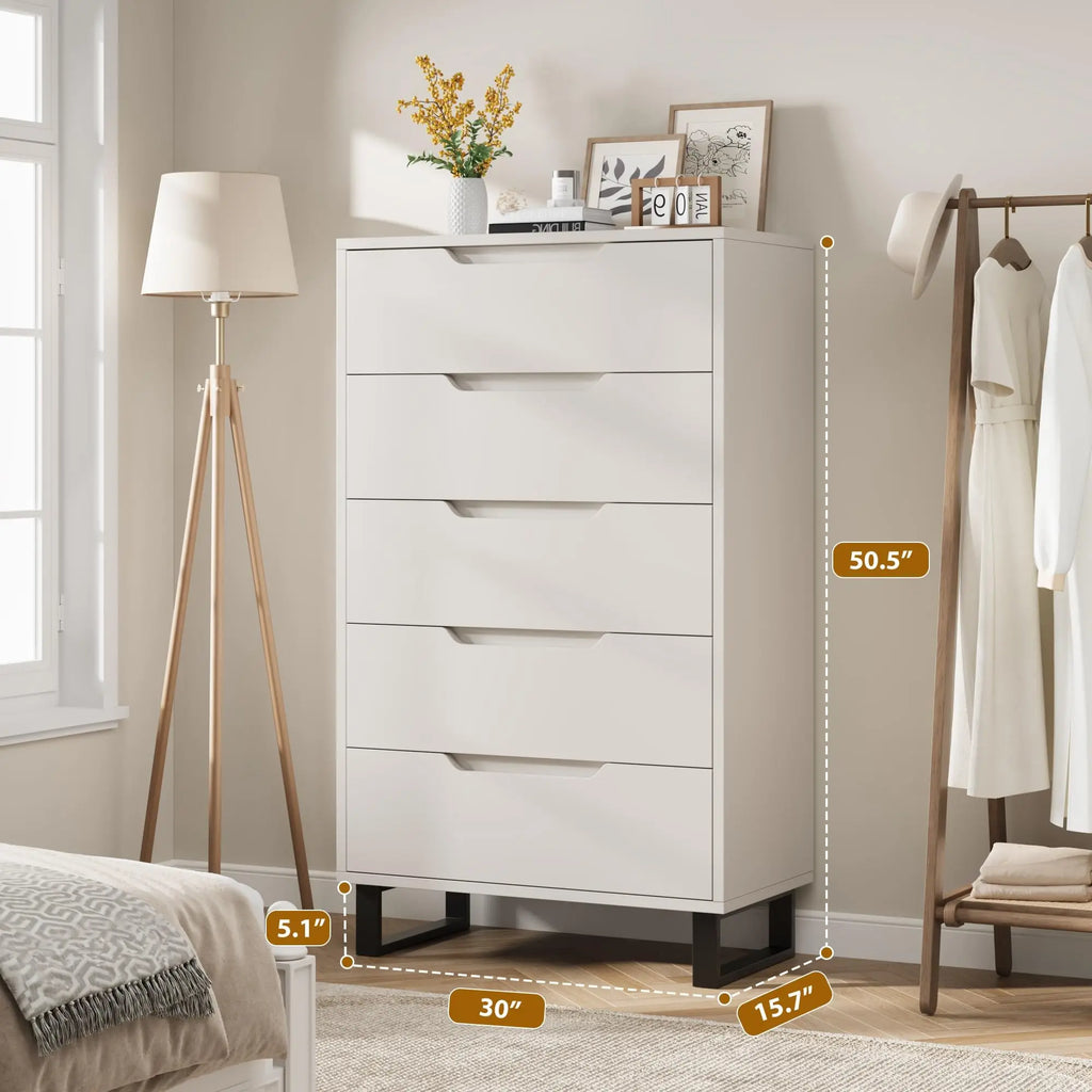 GarveeLife 5-Drawer Tall Dresser — Modern Rustic Bedroom Storage