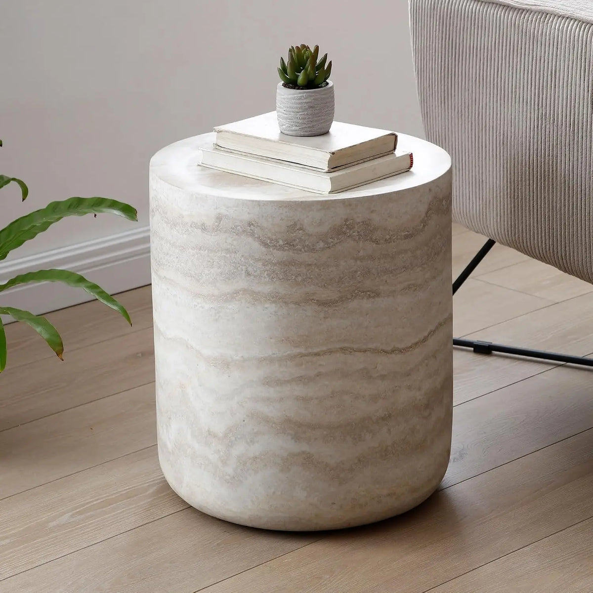 Drum Stone Coffee Table - Faux Marble Modern