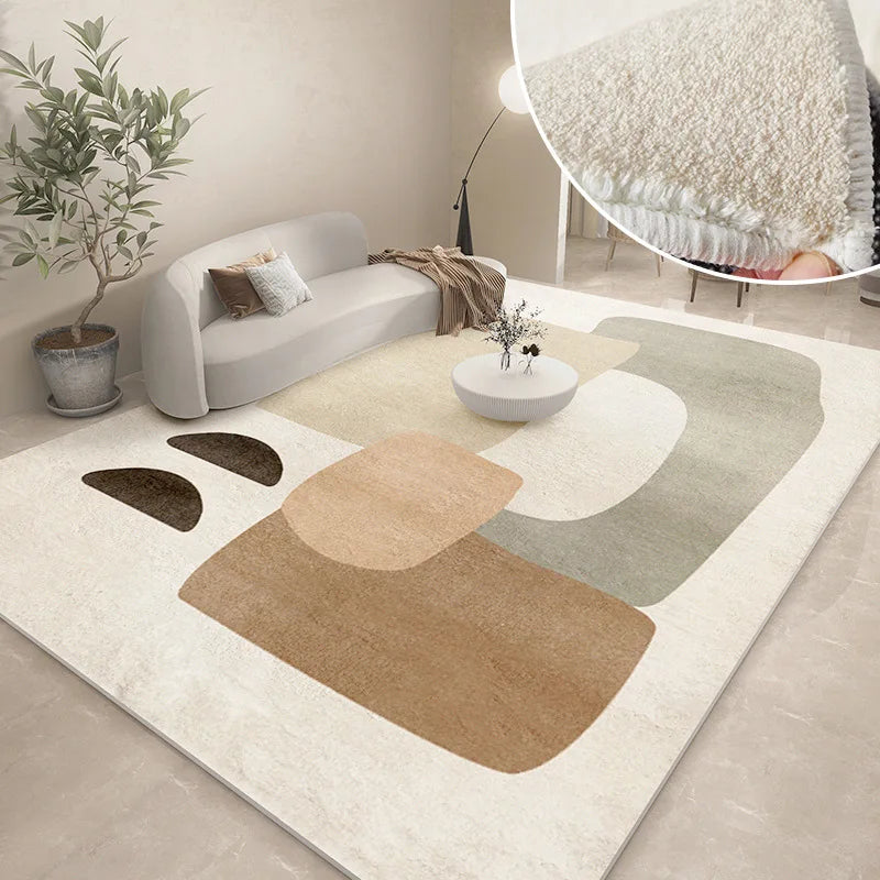 Modern Abstract Plush Area Rug — Thick Grey