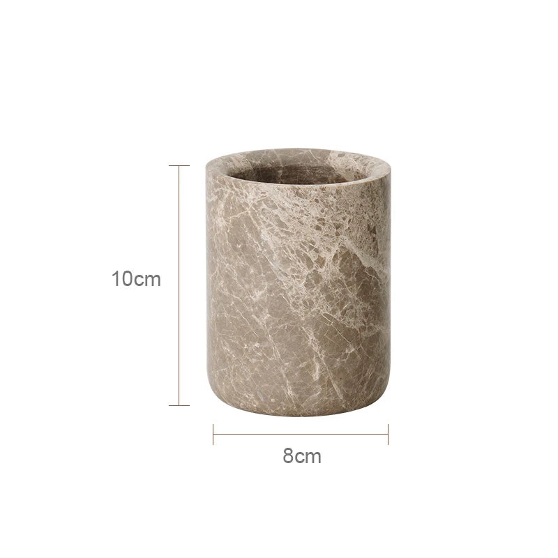 Emperador Marble Bathroom Accessory Set — 8-Piece