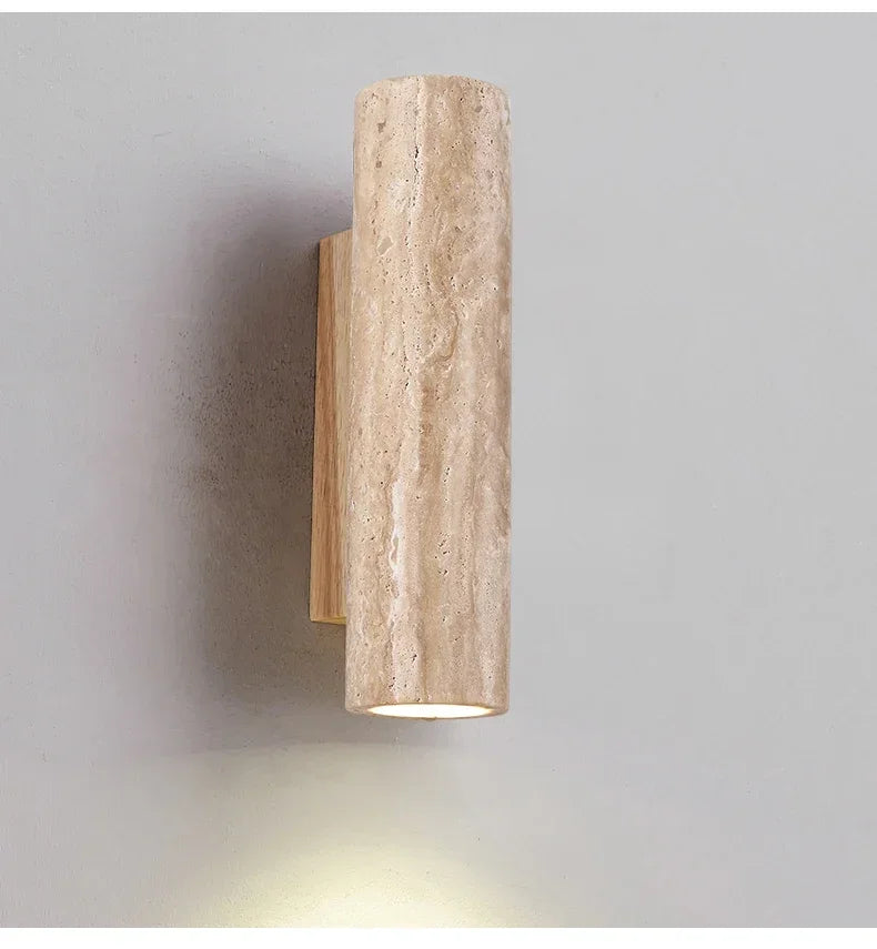 Yellow Marble Wall Sconce — Wabi-Sabi Travertine Light