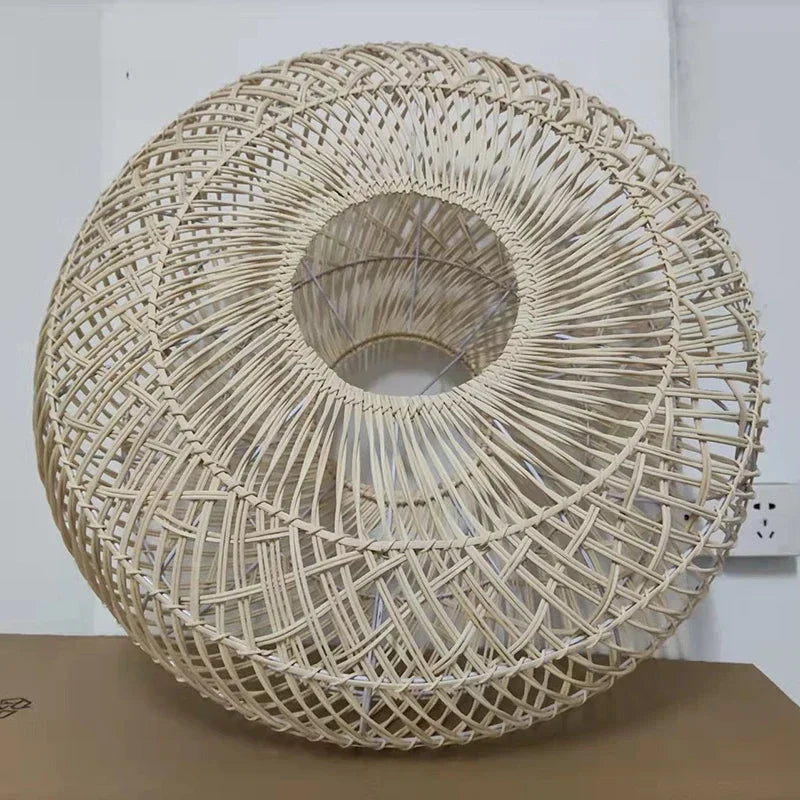 Natural Rattan Lamp Pendant Light New Chinese Style Hand-woven Pendant Light for Living Room Hanging Luminaire Room Decor Light — room setting
