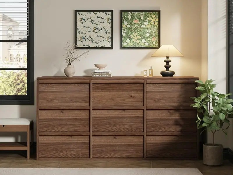 Nine-drawer wide dresser for bedroom storage