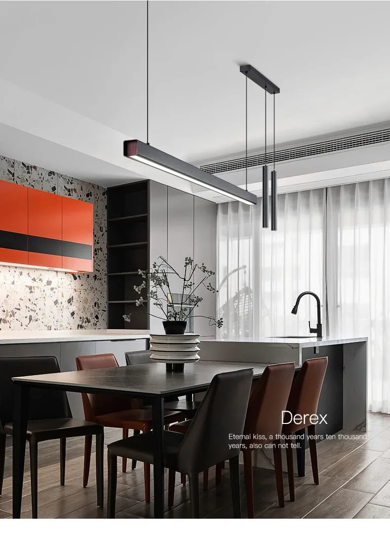 Dining Room Lamp Kitchen Lights Word Long Restaurant Chandelier Modern Minimalist Office Lamps Nordic Bar Island Chandeliers — feature detail