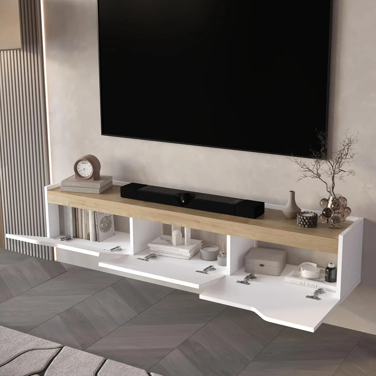 66" Floating TV Stand — Wall Mounted for 55"-75" TVs