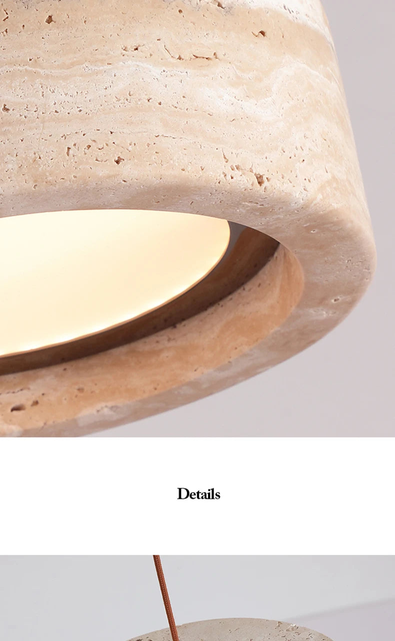 Yellow Travertine Hanging Chandelier — Wabi-Sabi Natural Stone