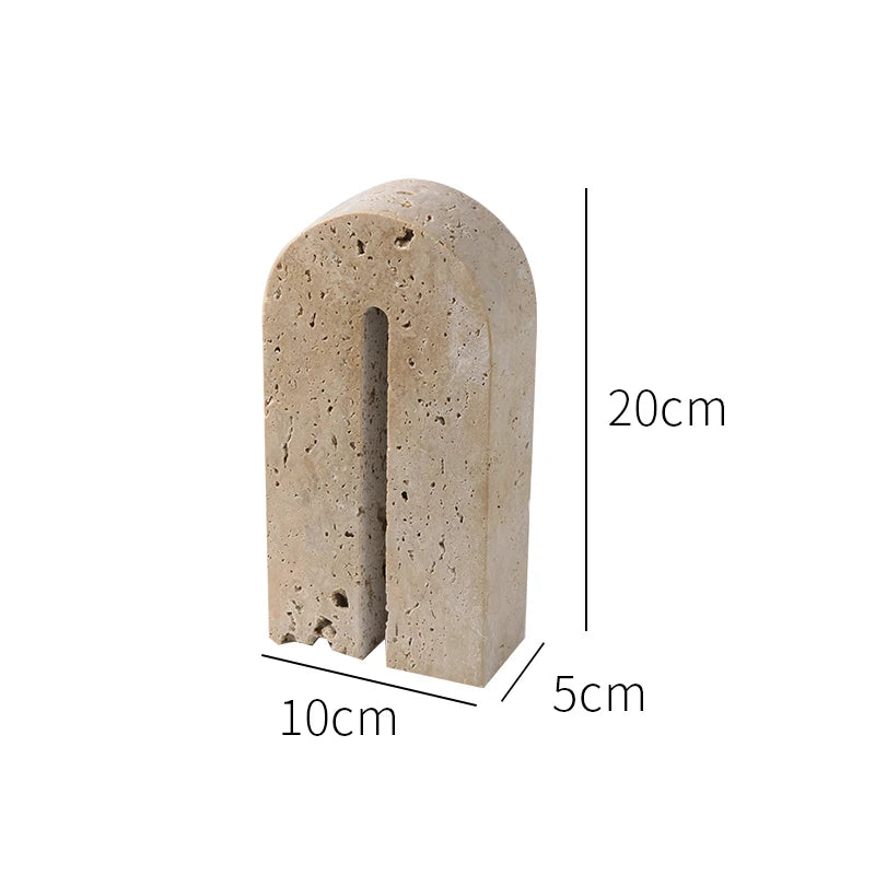 Beige Travertine Bookends — Handcrafted Stone Pair