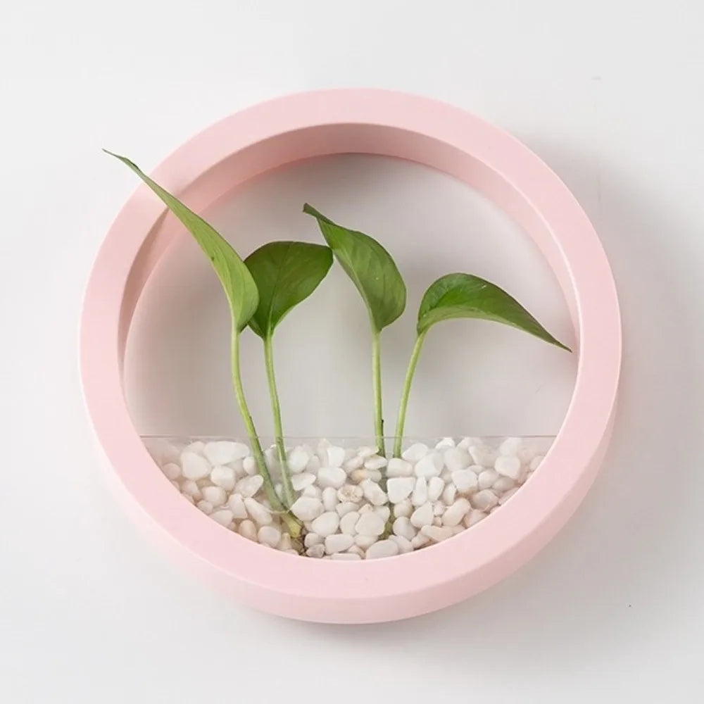 Round Wall-Mounted Hanging Planter — Drill-Free, 7.8in