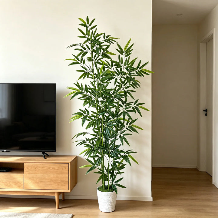 Artificial Green Bamboo Tree — 5.25-7.05 ft Multi-Stem — main product view