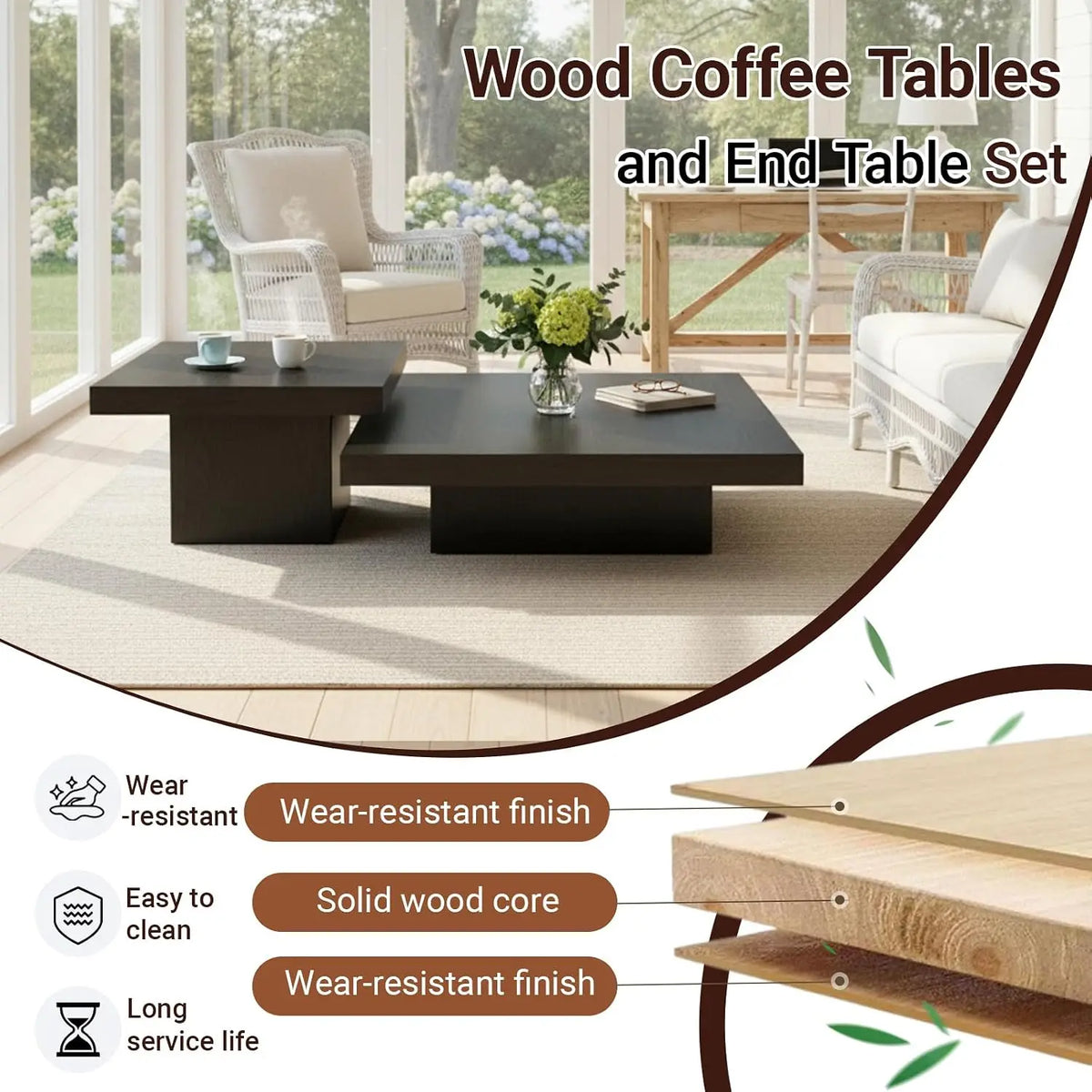 Rustic Nesting Coffee Tables - Stackable Pair