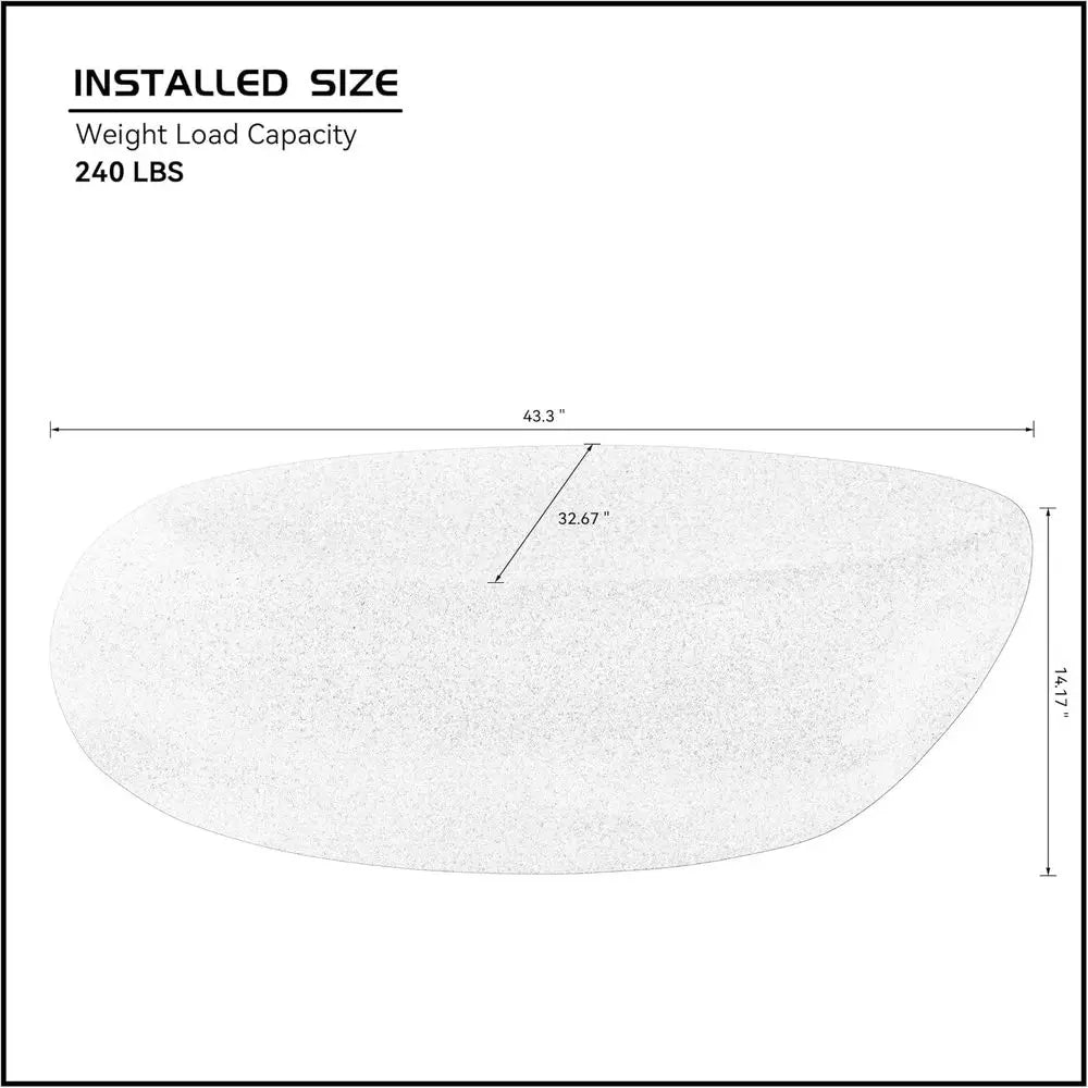 Oval stone coffee table — front angle