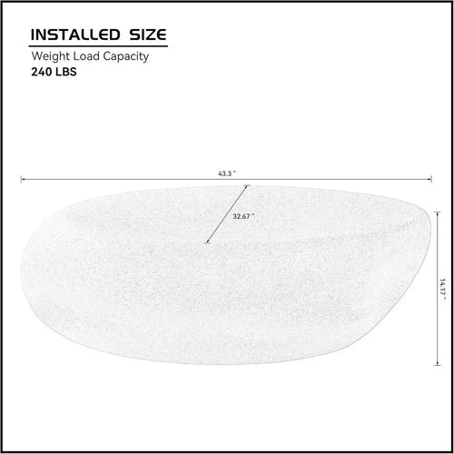 Oval stone coffee table — front angle