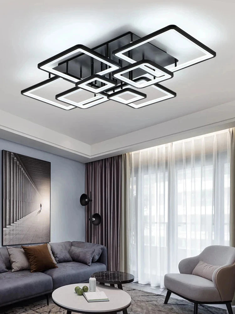 Black grid LED ceiling light — alternate product view