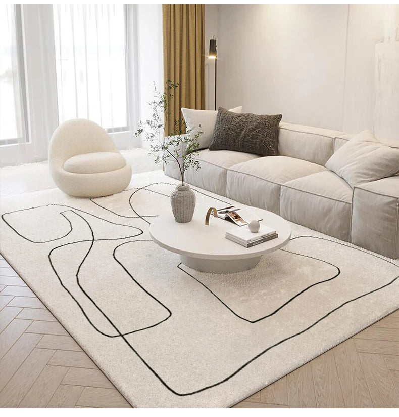Nordic Abstract Plush Area Rug — Soft Non-Slip