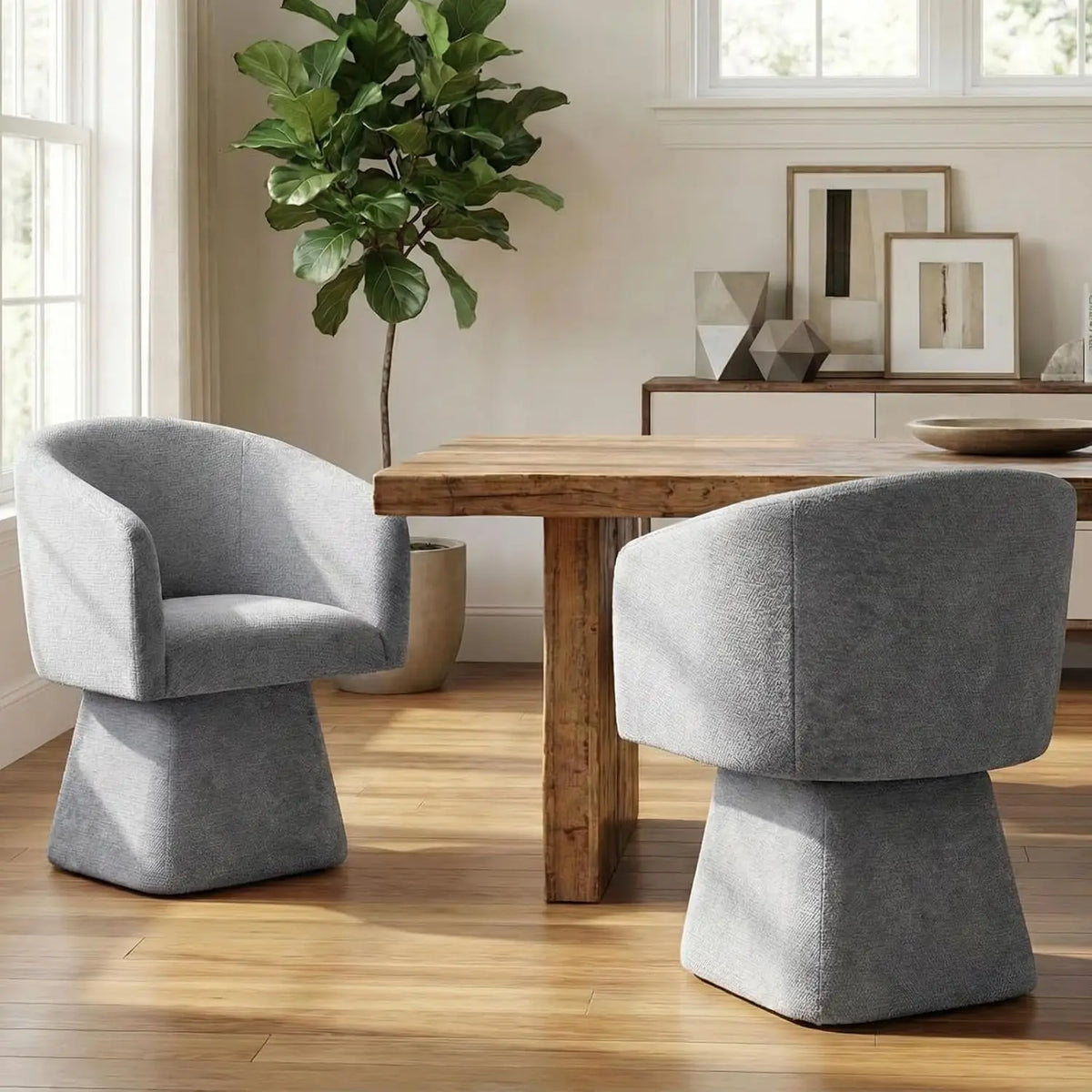 Upholstered Swivel Dining Chairs — Set of 2