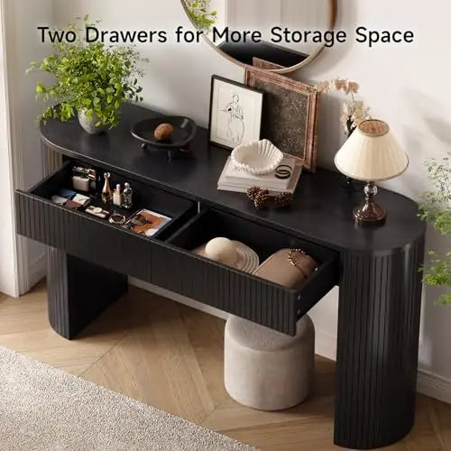 Fluted console table with two drawers for entryway