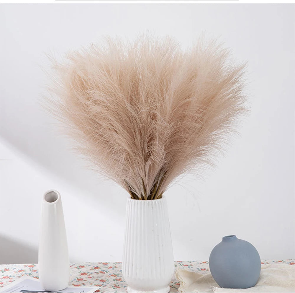 Fluffy Pampas Grass Bundle — Boho Faux Reed Decor, 16.5in