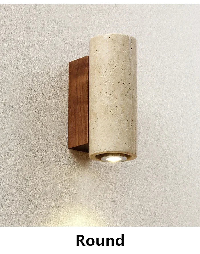 Yellow Marble Wall Sconce — Wabi-Sabi Travertine Light