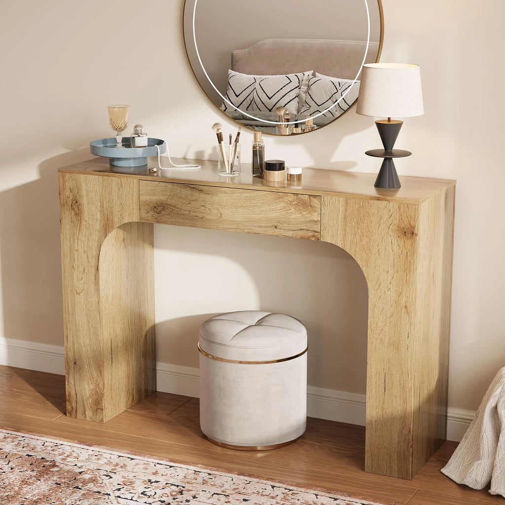 Farmhouse console table with drawer for narrow entryway