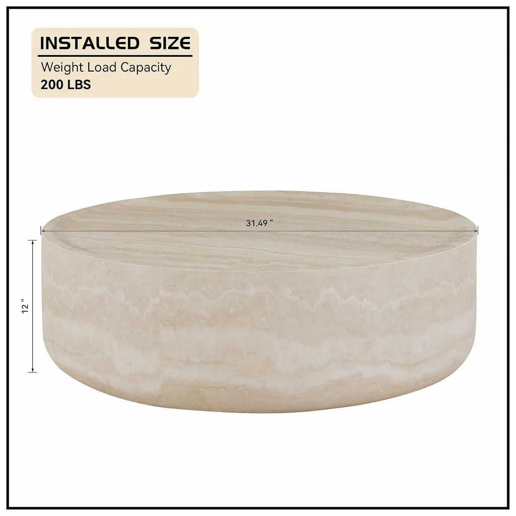 Drum Stone Coffee Table - Faux Marble Modern