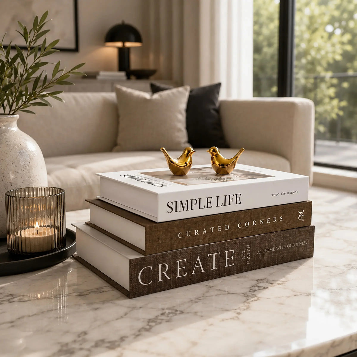 3-Piece Faux Book Set — Decorative Coffee Table Accent