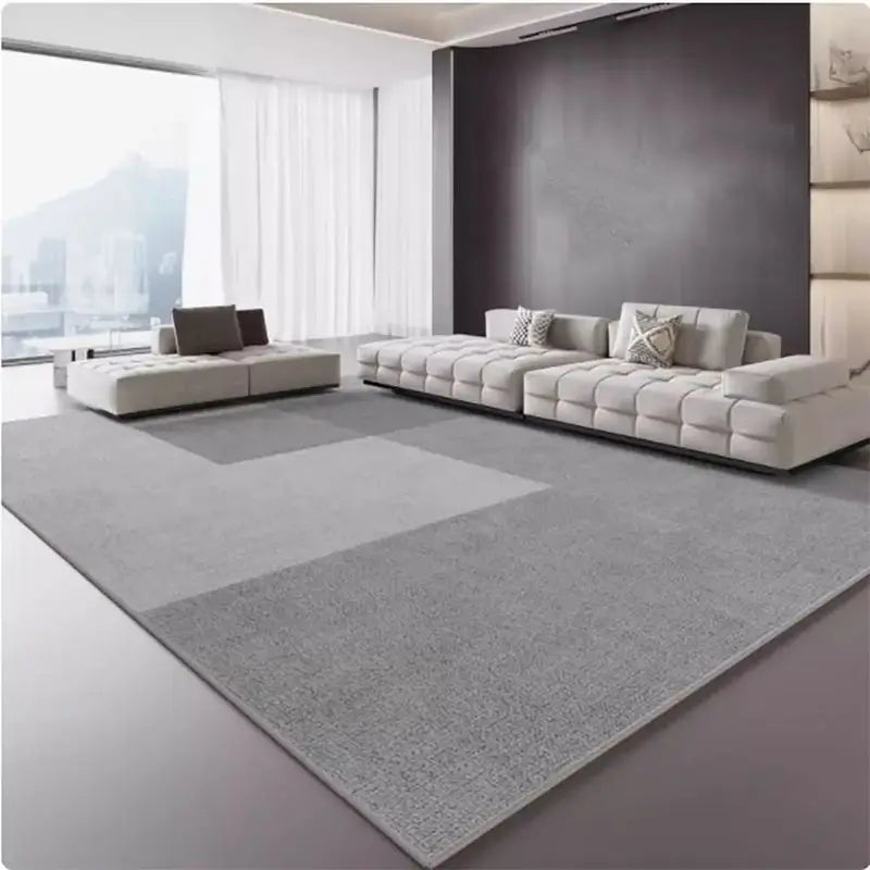 Light Gray Striped Area Rug — Machine-Washable — close-up detail view
