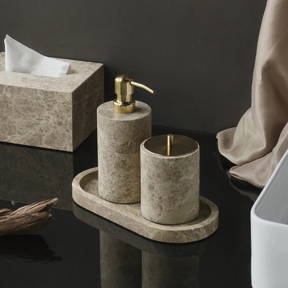 Emperador Marble Bathroom Accessory Set — 8-Piece