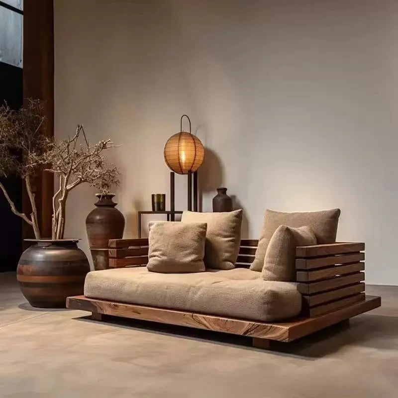 Wabi-Sabi Solid Wood Sofa Bed — Old Elm — main product view