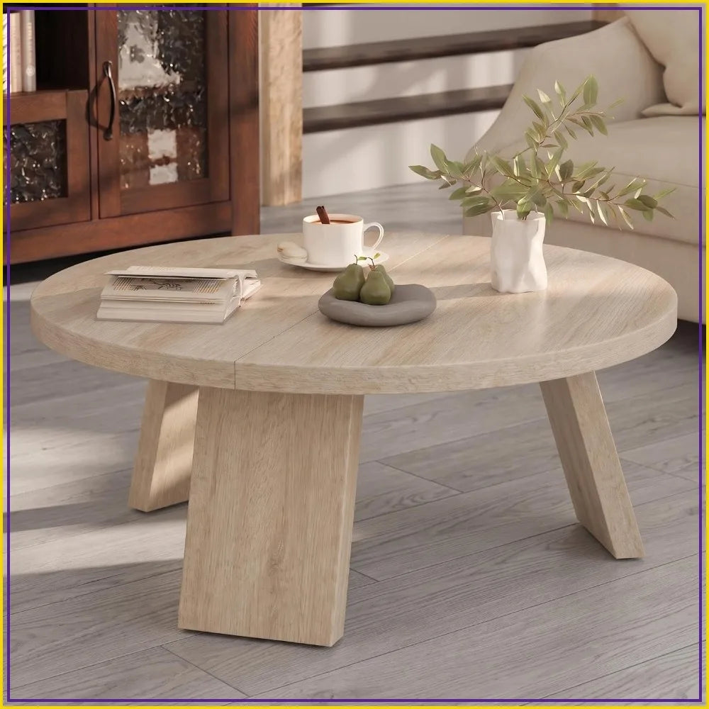 33.5" Round Coffee Table — Light Oak