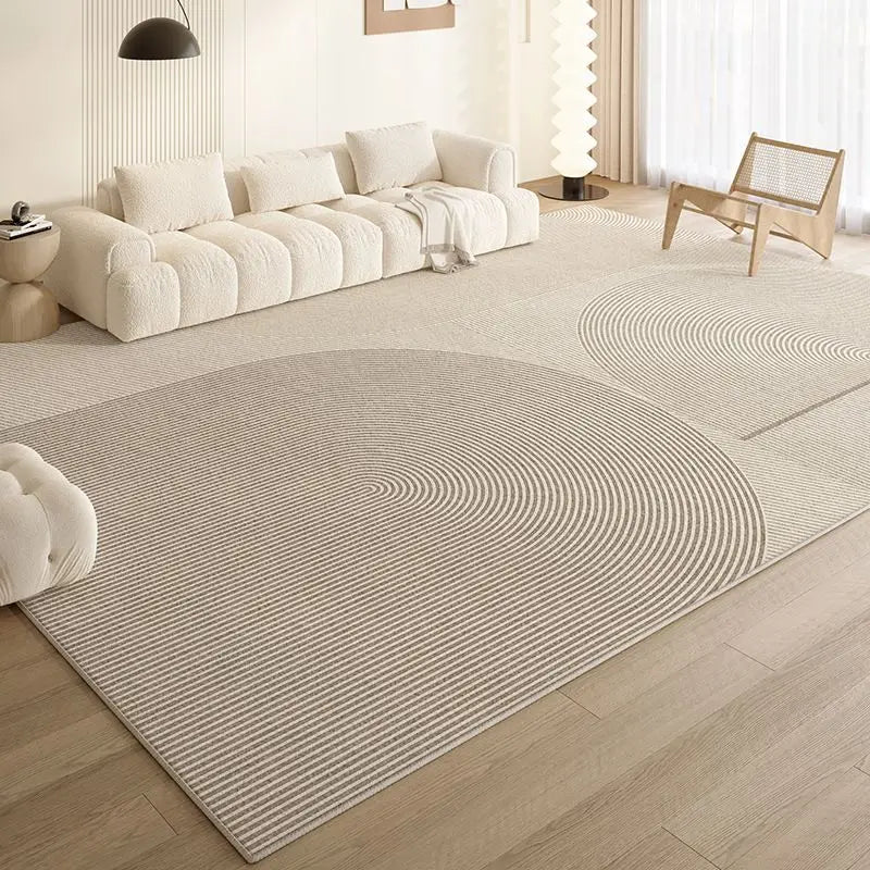 Cream Minimalist Textured Area Rug — Soft Anti-Slip — close-up detail view