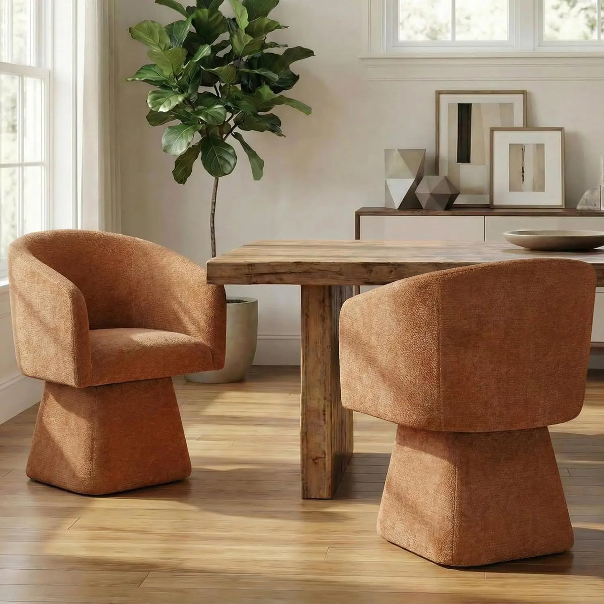 Upholstered Swivel Dining Chairs — Set of 2