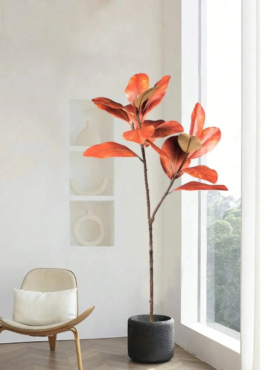 3.6Ft Artificial Magnolia Tree Fall Artificial Magnolia Branch Tropical Banyan Plants Home Garden Office Balcony Decoration — image 10