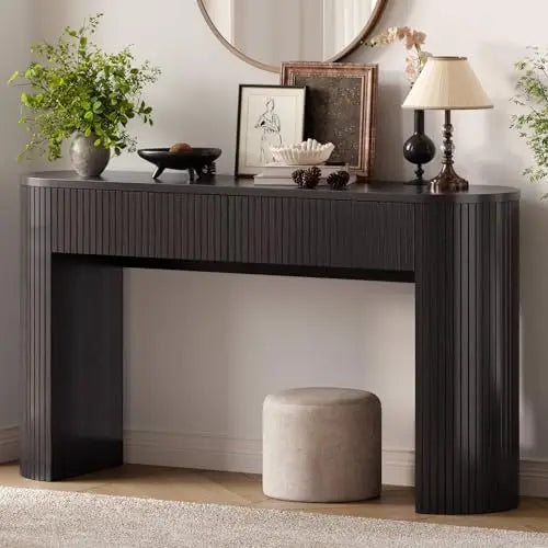 Fluted console table with two drawers for entryway