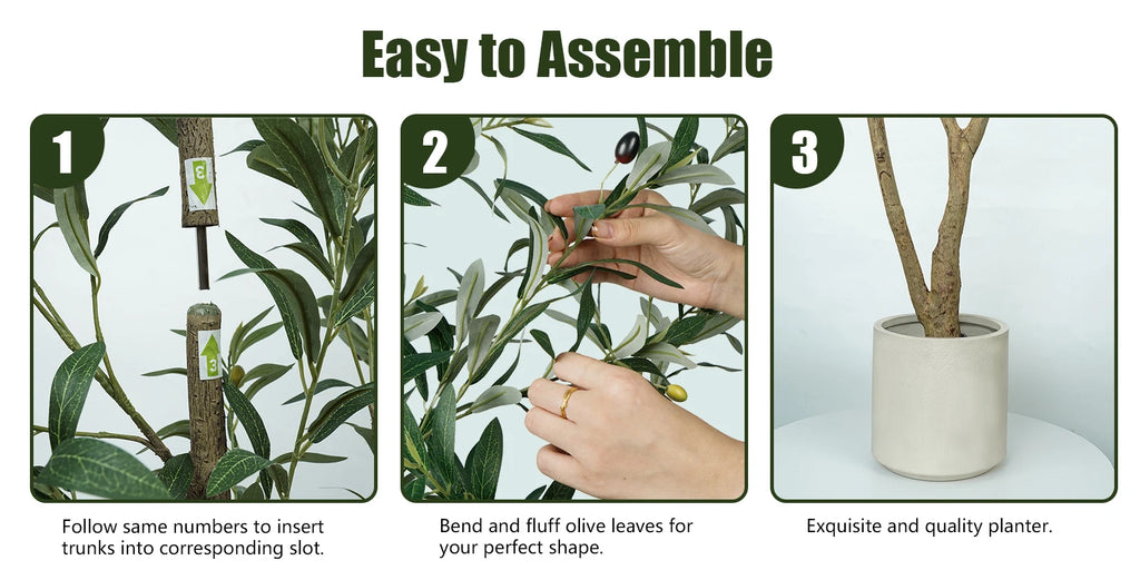 5/6/7ft Olive Trees Artificial Indoor Outdoor Faux Olive Tree with White Tall Planter, Artificial Plants with Natural Wood Trunk and Lifelike Fruits for Home Office Decor — image 11