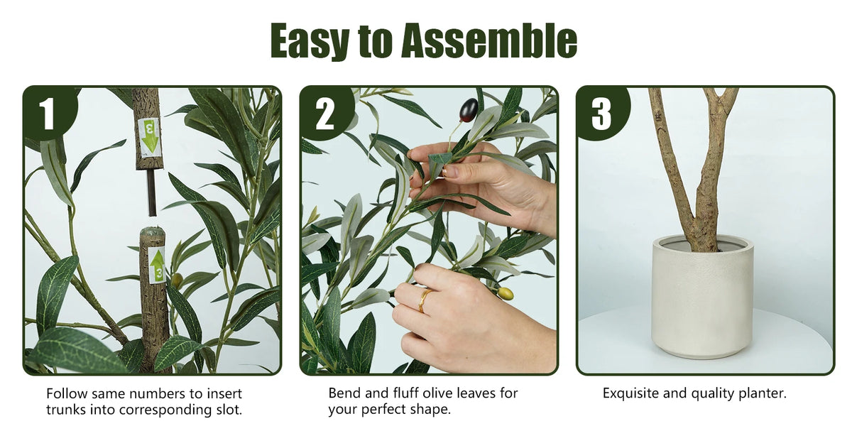 5/6/7ft Olive Trees Artificial Indoor Outdoor Faux Olive Tree with White Tall Planter, Artificial Plants with Natural Wood Trunk and Lifelike Fruits for Home Office Decor — image 11