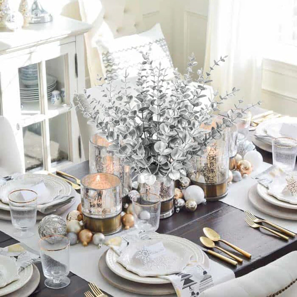 Faux Eucalyptus Leaf Stems — 10 or 20-Piece Bundle