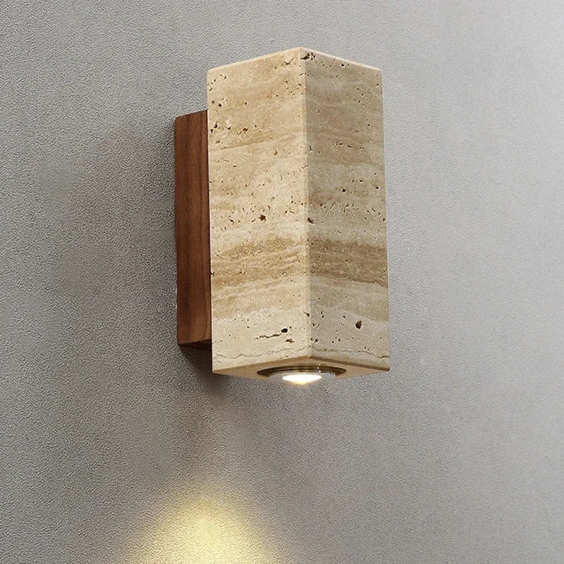 Yellow Marble Wall Sconce — Wabi-Sabi Travertine Light
