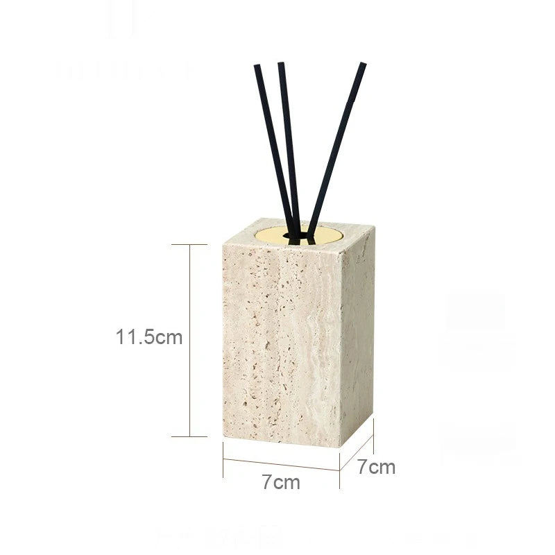 Travertine Bathroom Accessory Set — Vanity Tray & Diffuser, 9-Piece