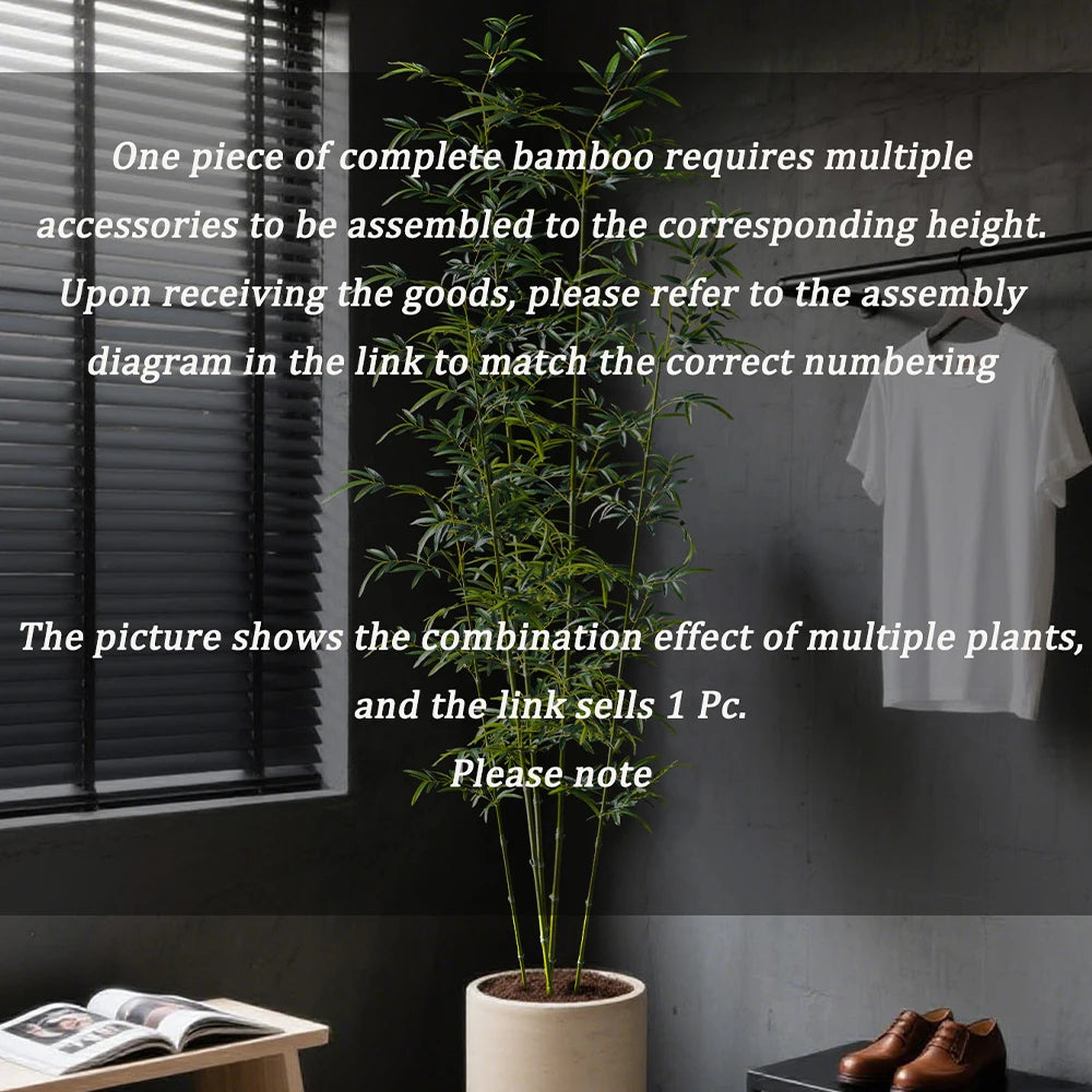 160-270cm Large Artificial Bamboo Tree Fake Palm Plant Faux Fern Bamboo Plants Plastic Bambusa Trees Leaf For Home Garden Decor — alternate angle