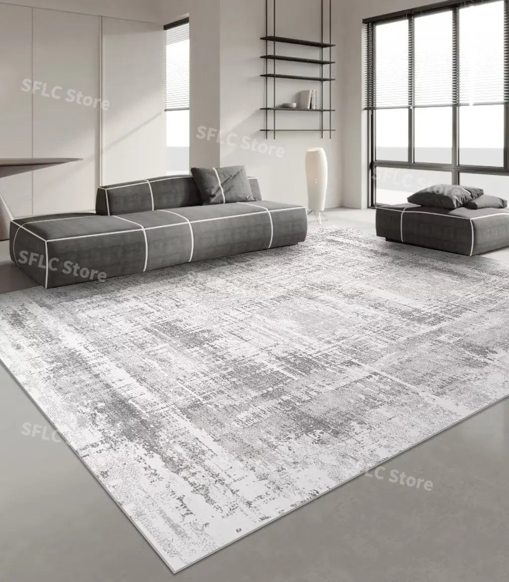 Minimalist Solid Color Beige Area Rug — Japanese Style — specification view
