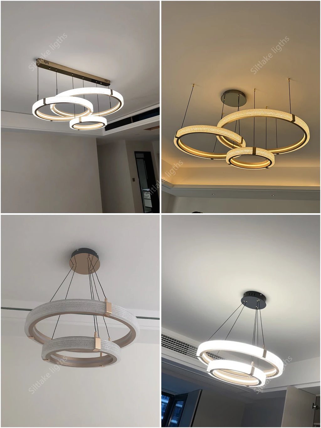 Modern Round Ring Chandelier — Aluminum & Acrylic Ceiling Light