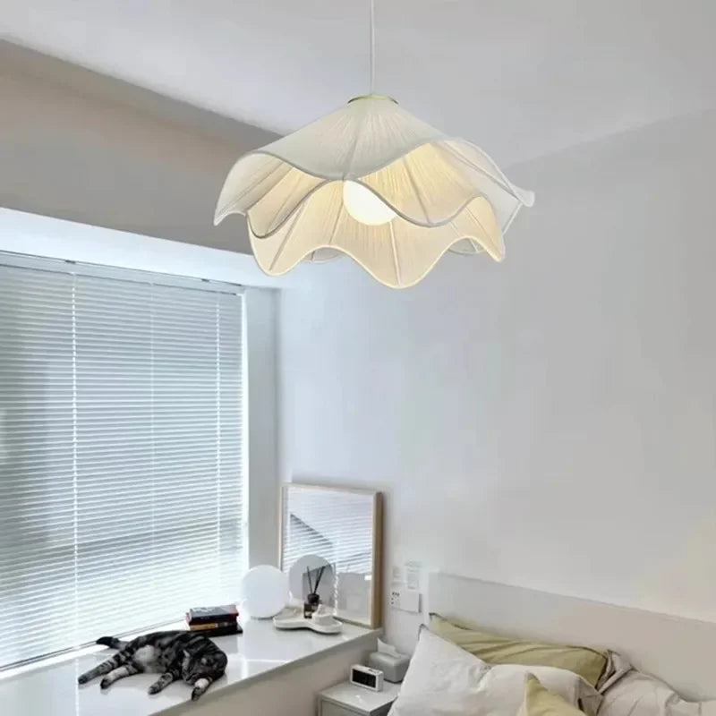 French Cream Style Chandelier Living Room Lamp Main Lamp Bedroom Light Nordic Simple Warm Romantic Master Bedroom Straw Hat Lamp — room setting