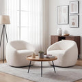Green Boucle Oversized Swivel Chair — 360° Base