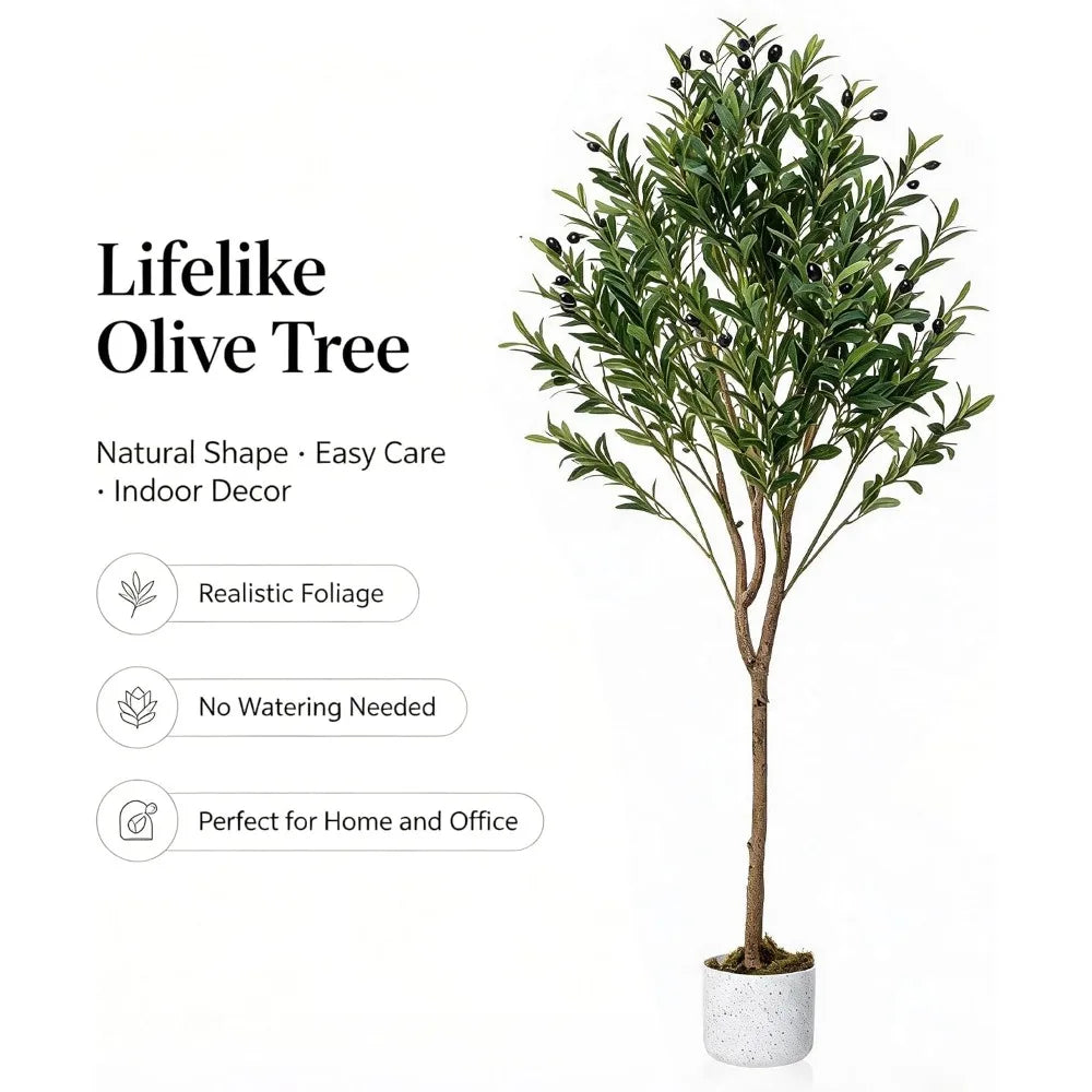Artificial Olive Tree Branches — 4.3FT, No Pot, Lifelike Fruit Accents