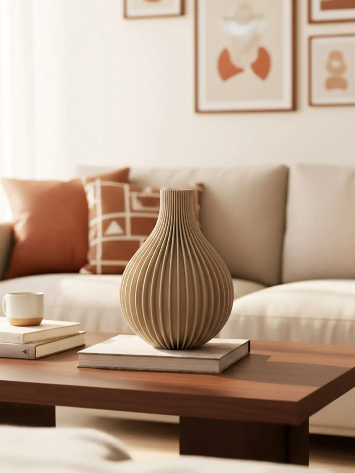 Ribbed Slender-Neck Vase — Matte Minimal