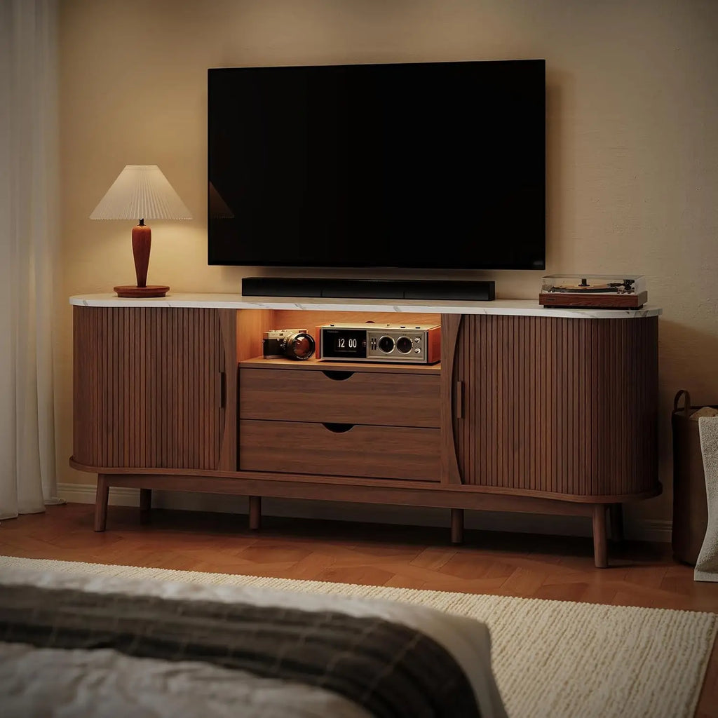 70" Fluted TV Stand — Mid-Century Entertainment Console