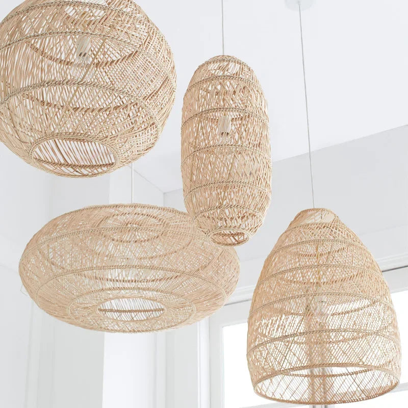 Natural Rattan Lamp Pendant Light New Chinese Style Hand-woven Pendant Light for Living Room Hanging Luminaire Room Decor Light — feature detail