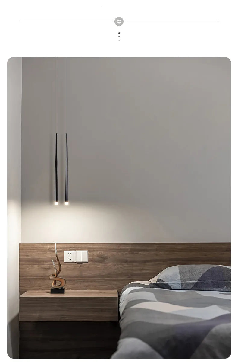 Bedside Chandelier Modern Minimalist Nordic Bedroom Minimalist Long Line Light Luxury Personality Creative Small Chandelier — image 16