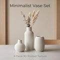 Vertical-Striped Embossed 3-Piece Vase Set — Matte PLA