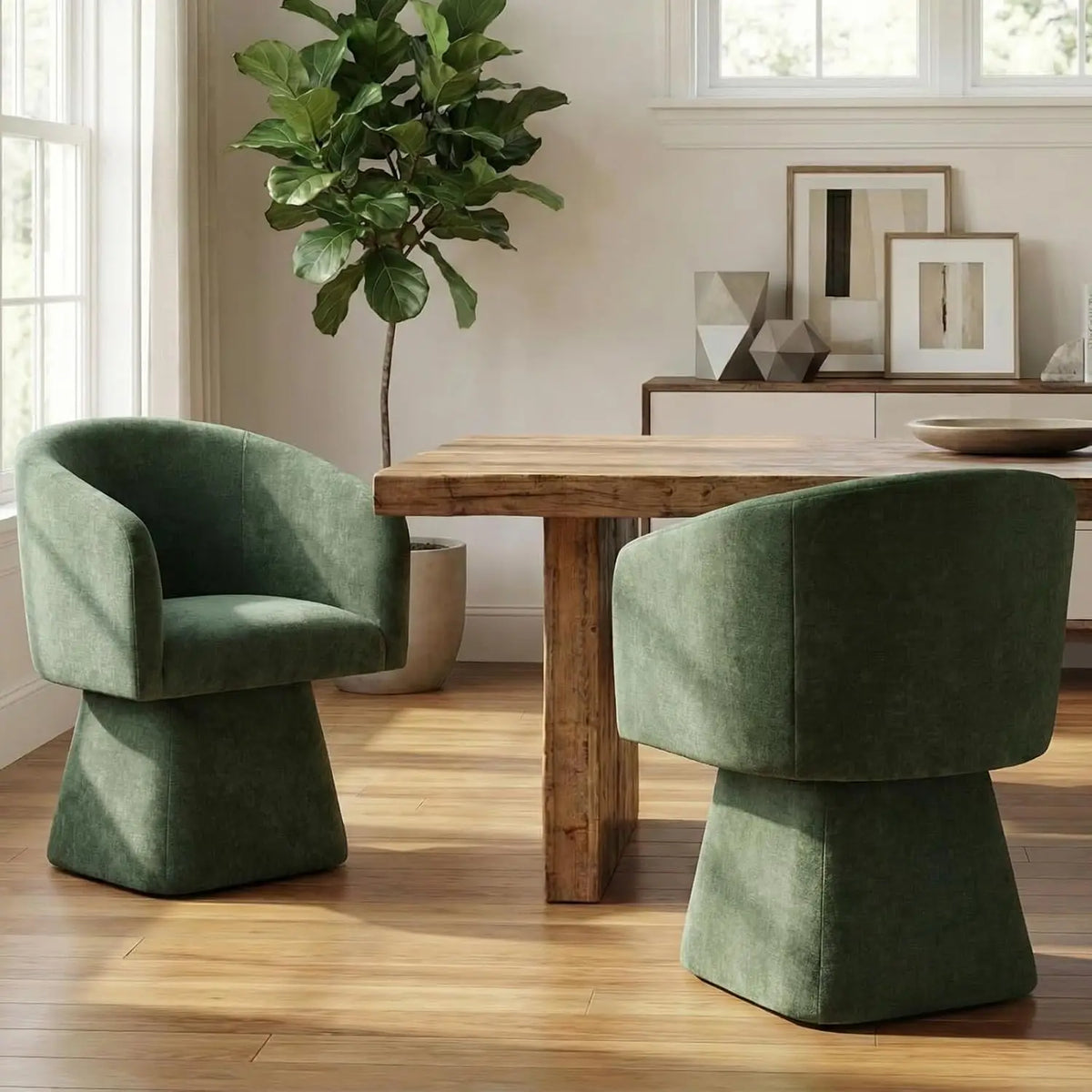 Upholstered Swivel Dining Chairs — Set of 2
